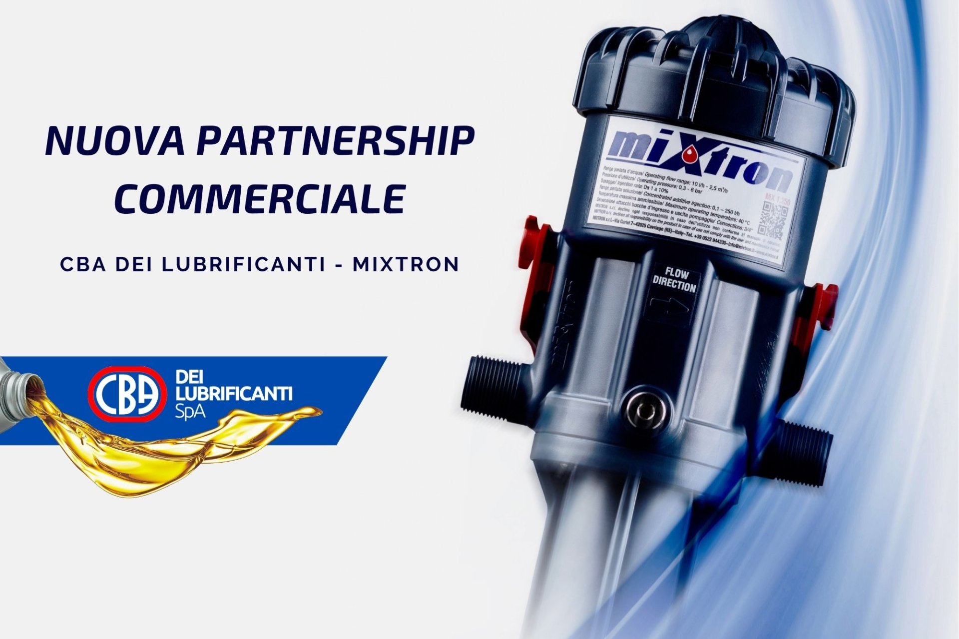 Nuova partnership commerciale CBA dei Lubrificanti – Mixtron